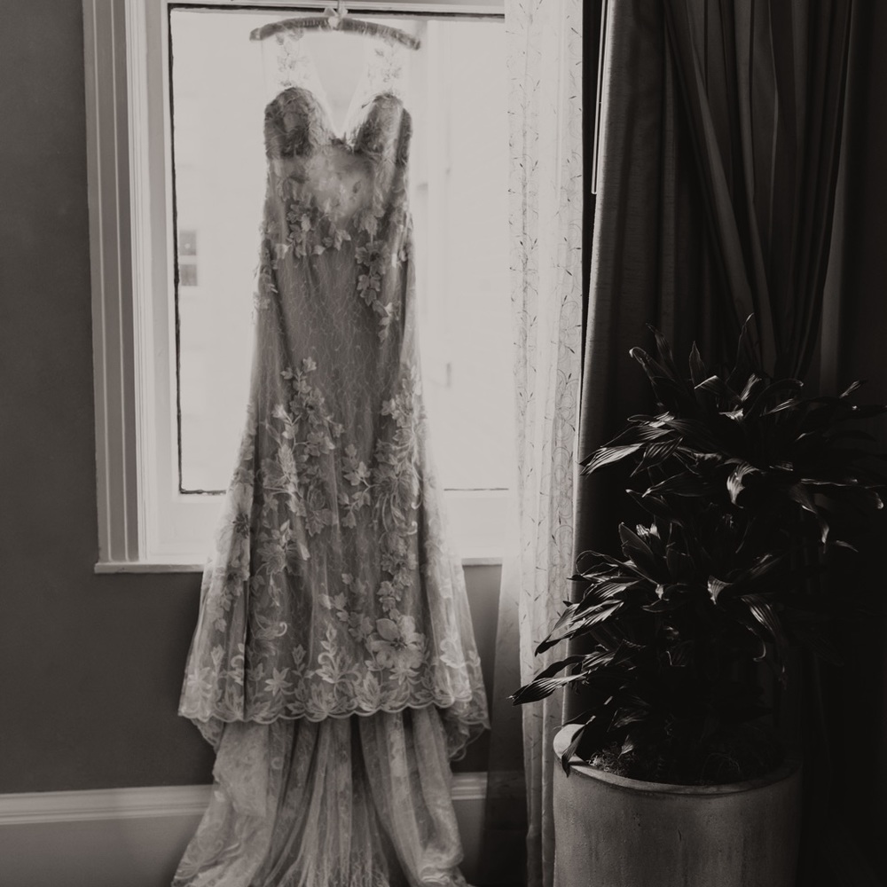 Willowby by watters Doyle wedding dress size 6 pink lace floral flowed 57710